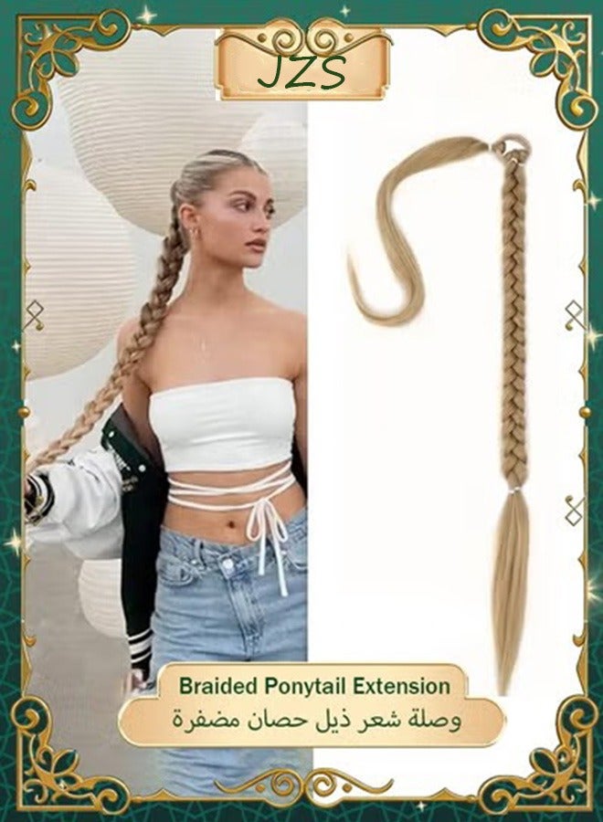 جيه زد اس وصلة شعر طويلة مضفرة من JZS مع ربطة شعر - قطعة شعر صناعية ناعمة طبيعية ملفوفة حول الجسم للنساء - Image 1